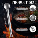 4 Pieces Titanium Long Handle Spork and Spoon Ultralight Portabale Flatware 8.7 Inch Soup Spoon Camping Spork for Outdoor Camping Backpacking Hiking Travel Picnic Tableware (Silver)