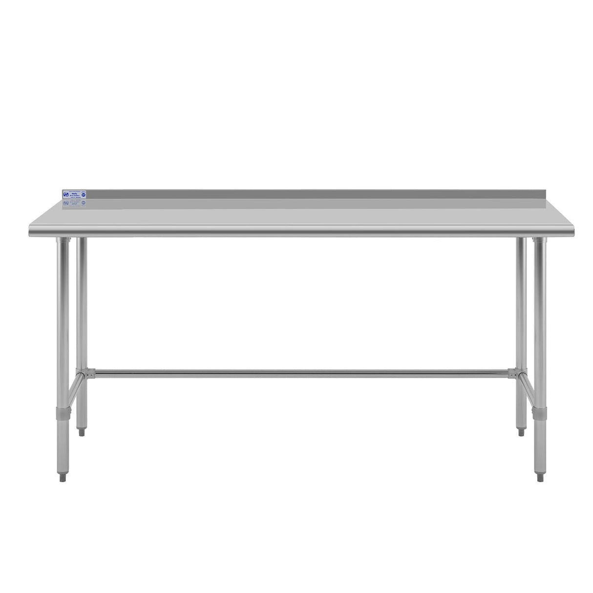 Hally Open Base Stainless Steel Table 24 x 72 Inches, NSF Commercial Heavy Duty Prep & Work Table with Backplash and Galvanized Legs for Restaurant, Home and Hotel