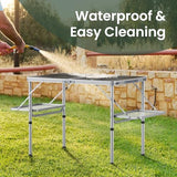 Titanker Folding Camping Table 3ft, Folding Picnic Table, Camp Tables Portable Foldable, 50% Extra Side Space, Outdoor Patio Table, Camping Essentials, Aluminum Light & Solid, Silver