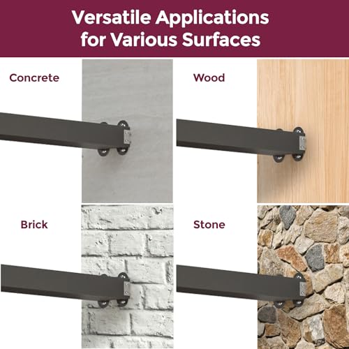 CHR Fence & Rail Hand Rails for Outdoor Steps Extension, 4ft Rectangular Handrail Extension to Wall, Handrails for Step Landings Ideal for Porch, Deck, & Stair Railing Indoor & Outdoor