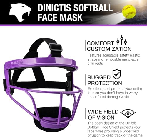 Dinictis Softball Face Mask, Lightweight, Comfortable, with Wide Field Vision, Durable and Safe Face Guards, Premium Protective Softball Fielder's Mask