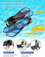 Snorkeling Gear for Adults Men Women,4 in 1 Snorkel Set with Panoramic View Diving Mask Anti-Fog Anti-Leak,Dry Top Snorkel,Fins and Travel Bag for Swimming,Snorkeling and Travel Diving