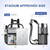 Clear Backpack Stadium Approved 12×12×6 Clear Mini Backpack Small Transparent Backpack for Concert, Beach, Work, Travel & Sporting（Black）