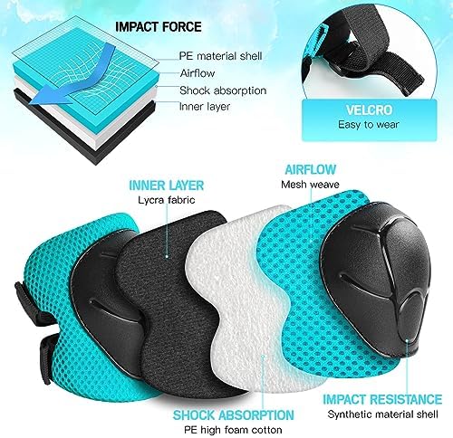 Kids Protective Gear Set Knee Pads for Kids 3-14 Years Toddler Knee and Elbow Pads with Wrist Guards 3 in 1 for Skating Cycling Bike Rollerblading Scooter