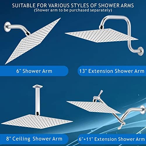Voolan Rain Shower head, High Pressure Shower Head Made of 304 Stainless Steel, Relaxed Shower Experience Even at Low Water Flow and Pressure (10" Chrome)