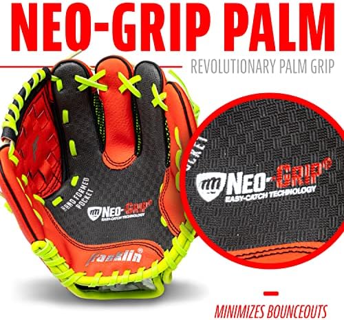 Franklin Sports Youth Teeball Glove - 9.0 Inch Neo-Grip Synthetic Leather Fielding Glove - Left & Right Handed Ready To Play with Ball