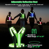 LED Reflective Vest Running Gear, 5 Colors Lights Up Running Vest Rechargeable for Night Walking Running Cycling Jogging, Adjustable Size for Men Women Kids