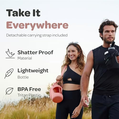 Hydracy Water Bottle with Time Marker -Large BPA Free Water Bottle & No Sweat Sleeve -Leak Proof Gym Bottle with Fruit Infuser Strainer & Times to Drink -Ideal for Fitness Sports & Outdoors