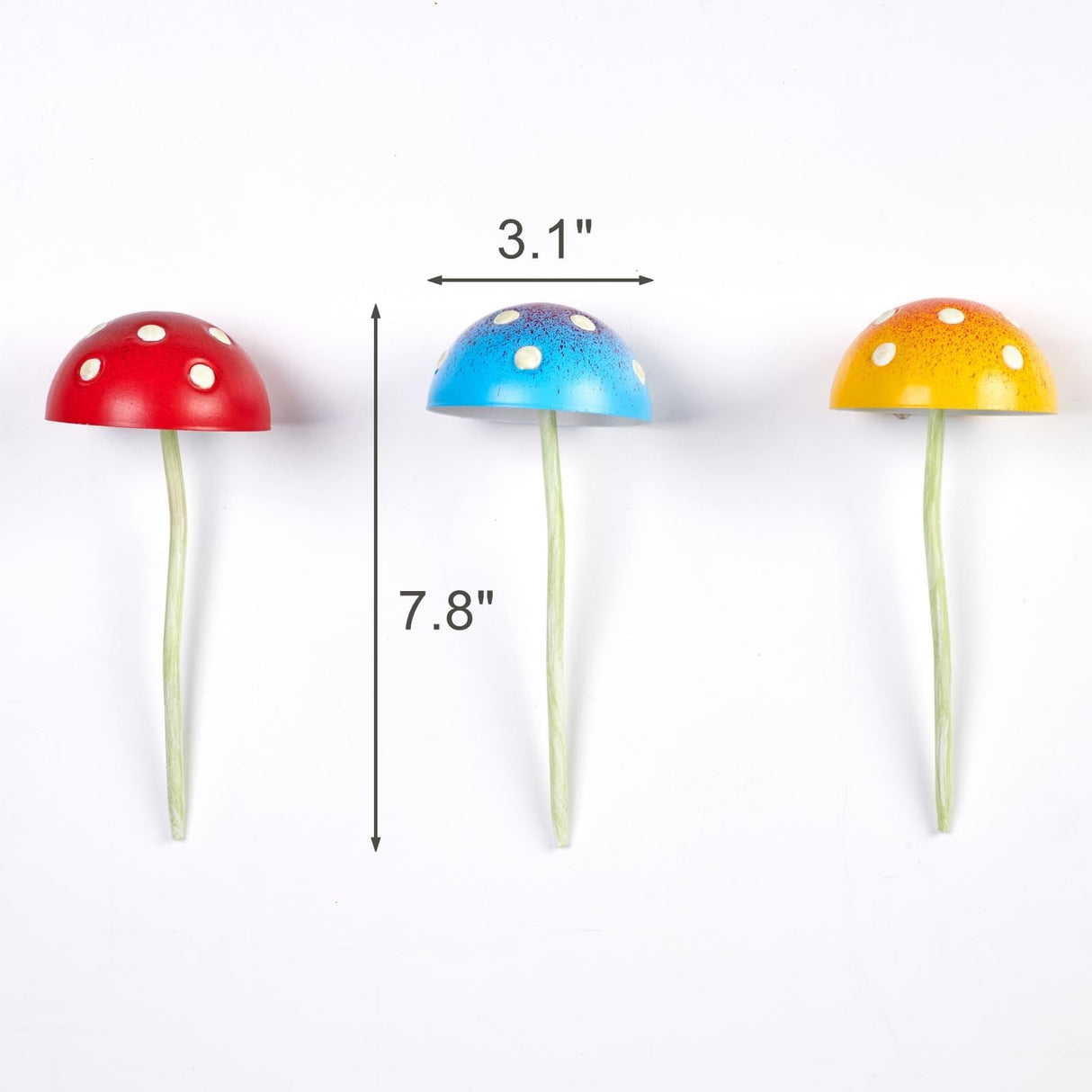 KIKTOP Mushroom Decor Fairy-Garden Outdoor Decor - Garden Decor Glow in The Dark Outdoor Spring Patio Shaking Head Yard Decoration 6 PCS Metal Mushroom Yard Stakes (Red2+Blue2+Yellow2)