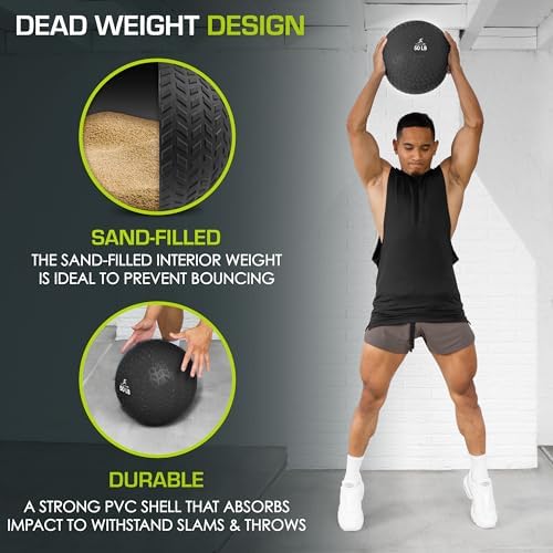ProsourceFit Slam Medicine Balls 5, 10, 15, 20, 25, 30, 50lbs Smooth and Tread Textured Grip Dead Weight Balls for Strength and Conditioning Exercises, Cardio and Core Workouts