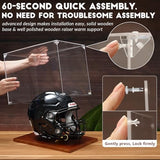JupDec Football Helmet Display Case, Full Size Acrylic Baseball Motorcycle Helmet Showcase, UV Protection Souvenirs and Collectibles Box with Solid Wood Base & Riser, Ideal Gift for Sports Enthusiast