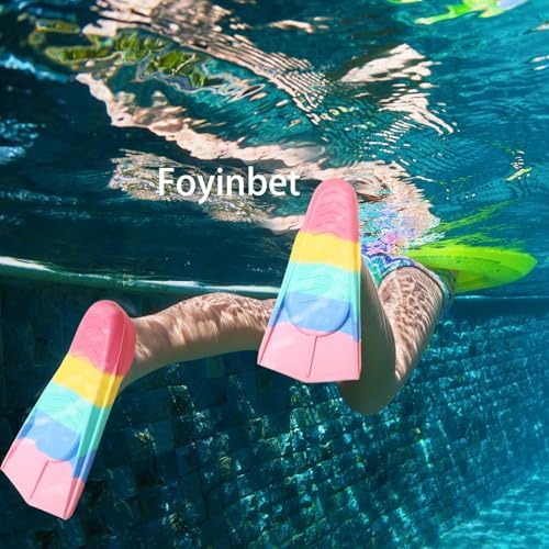 Kids Swim Fins,Short Kids Fins Youth Swimming Flippers for Lap Swimming Training for Children Girls Boys Beginners