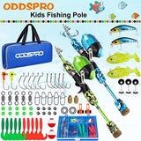 ODDSPRO Kids Fishing Pole Pink, Portable Telescopic Fishing Rod and Reel Combo Kit - with Spincast Fishing Reel Tackle Box for Girls, Youth