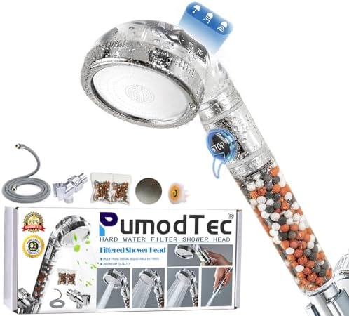 Filtered Shower Head with Handheld - High Pressure ShowerHead with Filters for Hard Water - Reduces Dry Itchy Skin, Easy Instal, 4 Modes, Water Saving, Durable, Detachable anti blocking