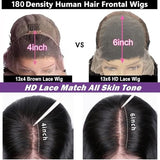 13x6 Deep Wave Lace Front Wigs Human Hair Curly Hd Transparent Lace Frontal Wig for Women Wet and Wavy Glueless Wigs Pre Plucked with Baby Hair Brazilian Hair 180% Density Natural Black 22 Inch