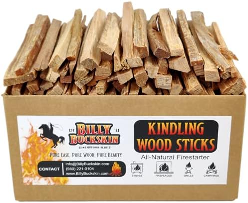 Billy Buckskin Co. Kindling Wood Sticks, Fire Starter Stick for Campfire, Fire Pit, Indoor & Outdoor Fireplace, Kiln Dried Kindling Fire Stick, Firewood Kindling Sticks Approx. 140 Fire Sticks per Box