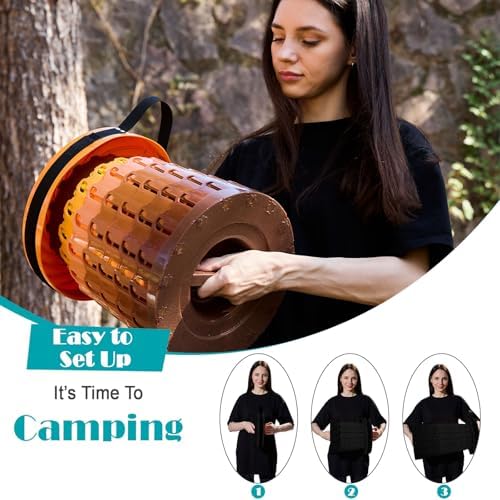 19.7” Heavy Duty Collapsible Stool with Cushion - Portable, Foldable Camping Stool for Adults, Max Capacity 1000lbs