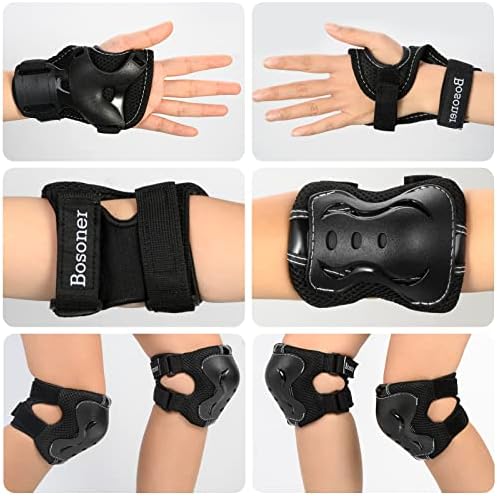 BOSONER Kids/Youth Knee Pad Elbow Pads Guards Protective Gear Set for Roller Skates Cycling BMX Bike Skateboard Inline Skatings Scooter Riding Sports