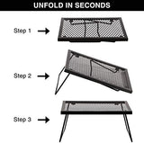 REDCAMP Folding Campfire Grill Heavy Duty Steel Grate, Portable Camp Fire Cooking Racks for Over Fire Pit