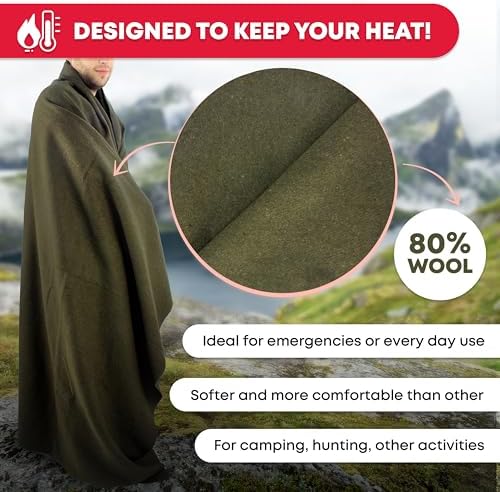 Ever Ready First Aid Olive Drab Green Warm Fire Retardant Blanket, 66" x 90"