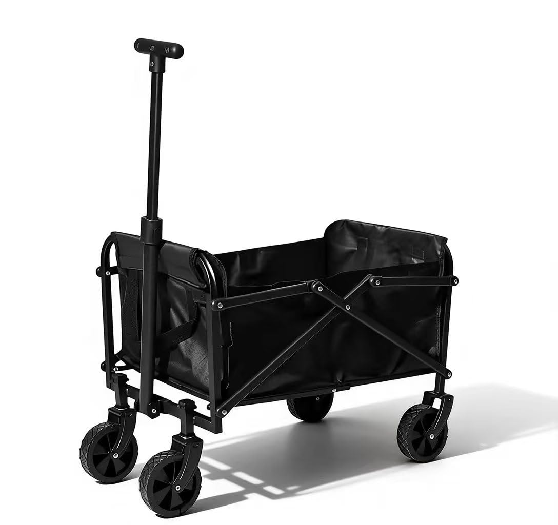 Opkkcun 80L Small Collapsible Wagon Cart Foldable Garden Cart with All Terrain Wheels, Lightweight Portable Utility Wagon for Beach, Camping, Grocery, Shopping, Outdoor Sports