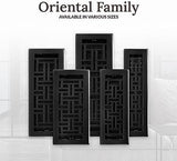 Decor Grates AJH412-BLK Oriental Floor Register, 4x12 Inches, Textured Black