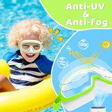 Vvinca 2 Pcs Kids-Swim-Goggles with Nose Cover, Swimming Diving Mask Wide View Anti Fog UV Anti Shattered Lens for Kids 3-6