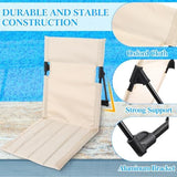Karenhi 4 Pcs Foldable Pool Chairs Portable Poolside Chairs for Edge of Pool Provides Back Support with Carry Bag Foldable Seat for Poolside Beach Camping Picnic Lawn(Beige)