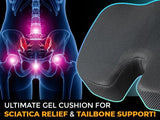 EcoNour Gel Seat Cushion – Office Chair Cushions for Sciatica & Tailbone Pain Relief – Coccyx Memory Foam Desk Chair Support & Car Seat Cushion – Back Pain Relief Pillow for Long Sitting
