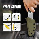 Kizer Beaver Fixed Blade Knife with Sheath, 2.75" Nitro-V Steel Blade EDC Camping Knife with Black Micarta and Orange G10 Handle, Small Bushcraft Survival Hunting Knives for Men Women, 1078A2