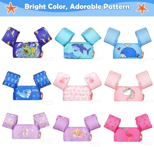 MoKo Toddler Swim Vest for Kids, 20-66 lbs, Arm Floaties with Adjustable Straps, Nylon Material, Swim Vest for Toddlers Learning to Swim