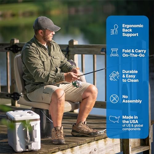 Step2 Folding Flip Seat, Lightweight Portable Outdoor Chair for Poolside, Camping, Beach, Boats, Tailgates, Durable Ground Chair with Back Support for Adults, Brown