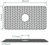 Silicone Sink Protectors for Kitchen Sink, GUUKIN 26''x 14'' Sink Mat Grid for Bottom of Farmhouse Stainless Steel Porcelain Sink with Center Drain (Grey)