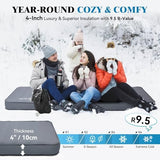 Hikenture 4 INCH Thick Self Inflating Sleeping Pad with 9.5 R Value, Comfort Plus Camping Mattress with Pump Sack, Inflatable Foam Insulated Camping Pad, Portable Camping Mat for 4-Season