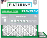 Filterbuy 23.5x23.5x1 Air Filter MERV 8 Dust Defense (2-Pack), Pleated HVAC AC Furnace Air Filters Replacement (Actual Size: 23.38 x 23.38 x 0.75 Inches)