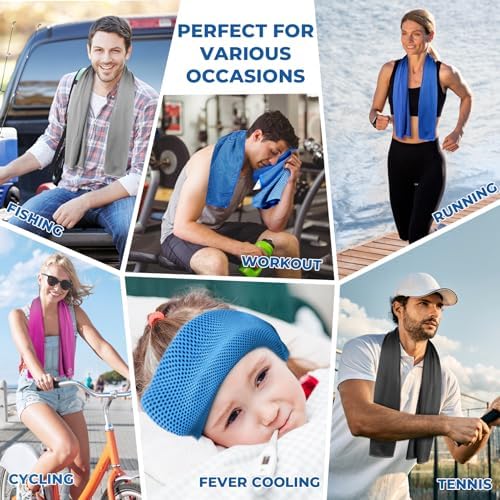 Sukeen Cooling Towels 6 Pack (40"x 12"), Neck and Face, Cool Sweat and Lightweight Breathable Towels for Hot Weather, Yoga, Sports, Workout, Running, Gym, Camping, Fitness