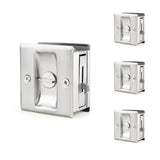 HOMOTEK 4 Pack Privacy Pocket Door Lock Hardware with Pull Pocket & Bi-Fold Door Hardware- Replace Old Or Damaged Sliding Door Locks, 2-3/4”x2-1/2”, for 1-3/8” Thickness Door, Brushed Nickel