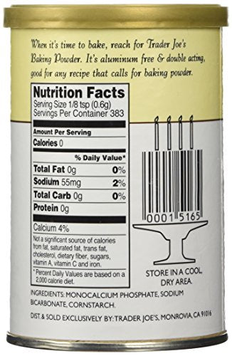 Trader Joe's Baking Powder Double Acting 8.1 Oz (Pack of 2)
