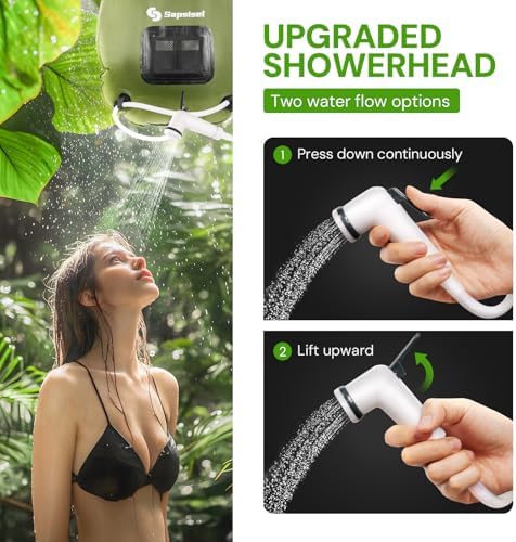 sapsisel Camping Shower Bag, 5 Gal/20L Solar Heating Camping Shower with Upgraded Hose and Shower Head,Portable Shower for Camping,Solar Shower