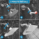 SparkPod Shower Head - High Pressure Rain - Premium Quality Luxury Design - 1-Min Install - Easy Clean Adjustable Replacement for Your Bathroom Shower Heads (Luxury Polished Chrome, 6 Inch Square)