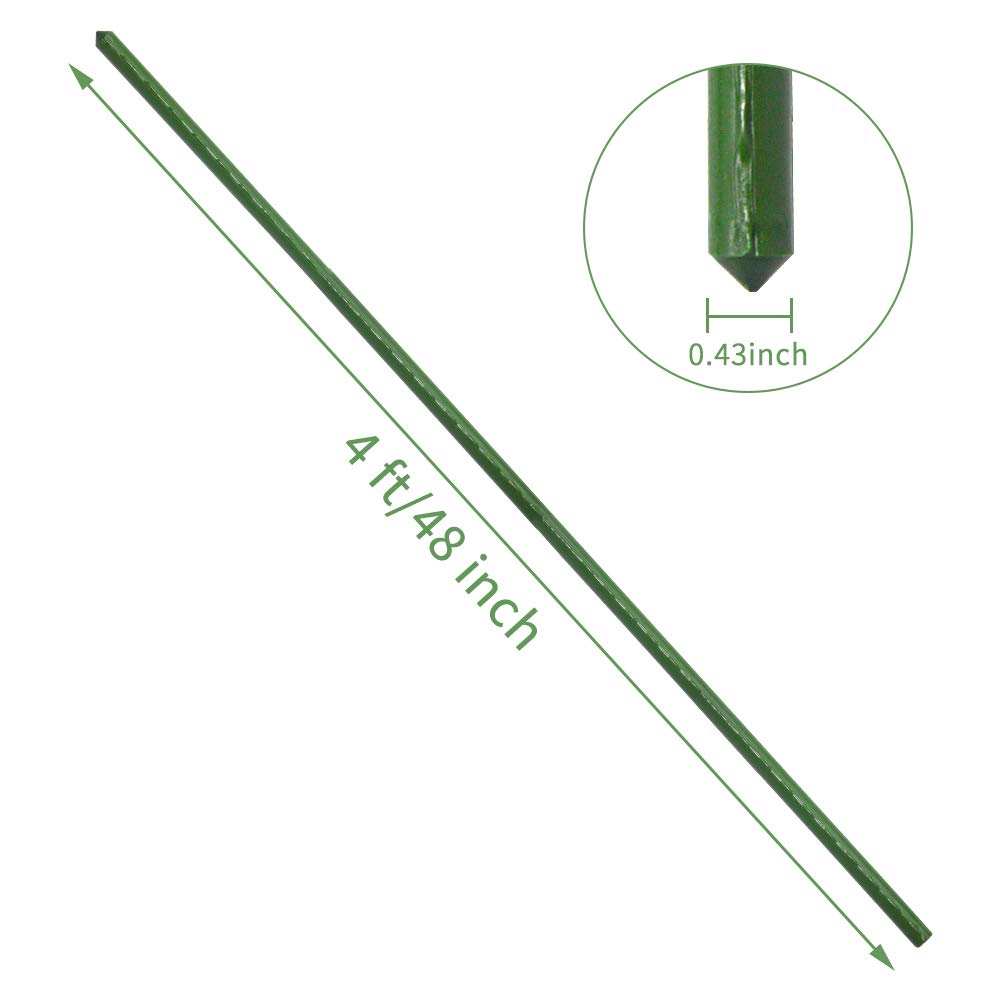 YIDIE Sturdy Metal Garden Plant Stakes 4 Ft Plastic Coated Steel Plant Sticks,Pack of 25