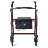 Medline Lightweight Aluminum Rollator Walker for Adult Mobility Impairment, Burgundy, 300 lb. Weight Capacity, 8" Wheels, Foldable, Adjustable Handles, Walker for Seniors