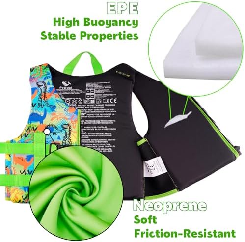 Pottwal Swim Vest for Kids - Swim Jacket for 1-2 Years (24-33LBS) - Buoyancy Aid Made of Neoprene & EPE - with Adjustable Crotch Strap