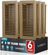 VOISEN Floor Register 4x10, 6 Pack Brown Floor Vent Covers, Heavy Duty Steel Walkable Floor Vents,Vent Covers for Home Floor