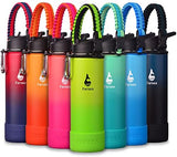 Farsea Insulated Water Bottle With Paracord Handle, Protective Silicone Boot and 2 Lids (Straw Lid & Spout Lid), Stainless Steel Water Bottle Wide Mouth, Double Wall Sweat-Proof BPA-Free, 24 oz