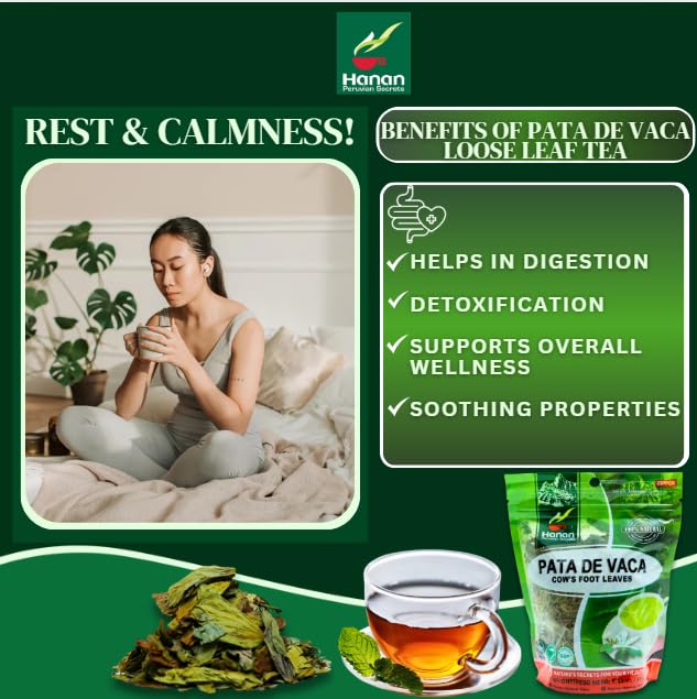 Hanan Pata de Vaca Tea Loose Leaf 40g or 1.4oz Cow’s Foot Leaves Herbal Tea from Peru Natural Plant Based Supplement