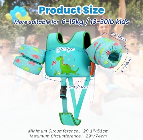 HeySplash Toddler Swim Vest, Toddler Floaties Fit 13-30 Lbs, Puddle Kids Jumper with Adjustable Strap, Pool Float Jacket Arm Floaties Baby Floatie Water Wing, Pool Sea Swimming Aid
