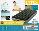 Intex 64761E Dura-Beam Standard Downy Air Mattress: Fiber-Tech – Twin Size – Built-in Foot Pump – 10in Bed Height – 300lb Weight Capacity
