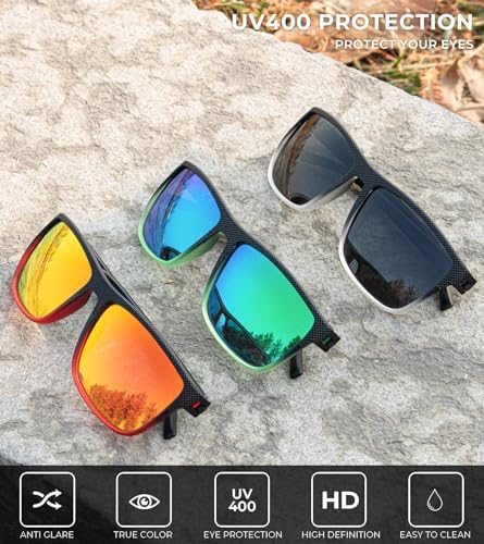 KALIYADI Polarized Sunglasses for Men, Lightweight Sun Glasses with UV Protection for Driving Fishing Golf