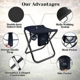 Upgraded 13 Inch Portable Folding Camping Stool with Side Pocket Mesh Pocket and Molle System, Lightweight Foldable Stool for Adults Gardening Travel BBQ Fishing with Carry Bag[Black]